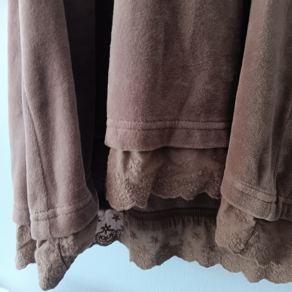ChillNorway Brown Velour Embroidered Hoodie Dress L - Picture 4 of 11